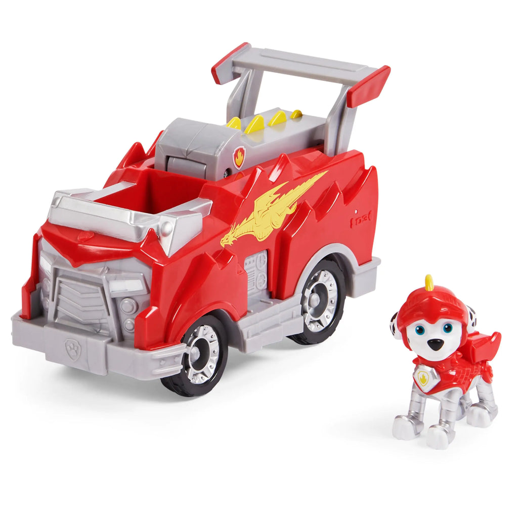 Paw Patrol Rescue Knights Marshall Transforming Toy Car with Collectible Action Figure Kids Toys for Ages 3 and up