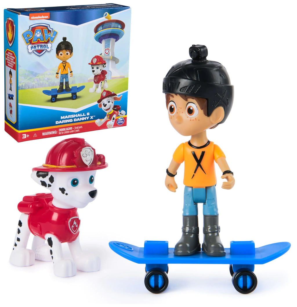 Paw Patrol Marshall & Daring Danny X Figures Set with Skateboard Kids Toys for Boys and Girls Ages 3 and Up