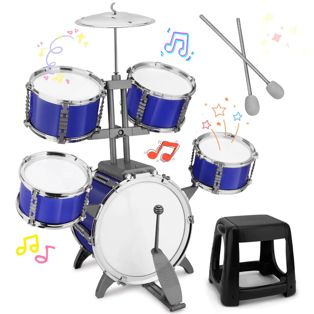 Upgraded Kids Drum Set for Toddlers 1-3 Plastic Musical Jazz Drum Instruments Kit Birthday Musical Learning Toys for 4 5 6 Boys Girls