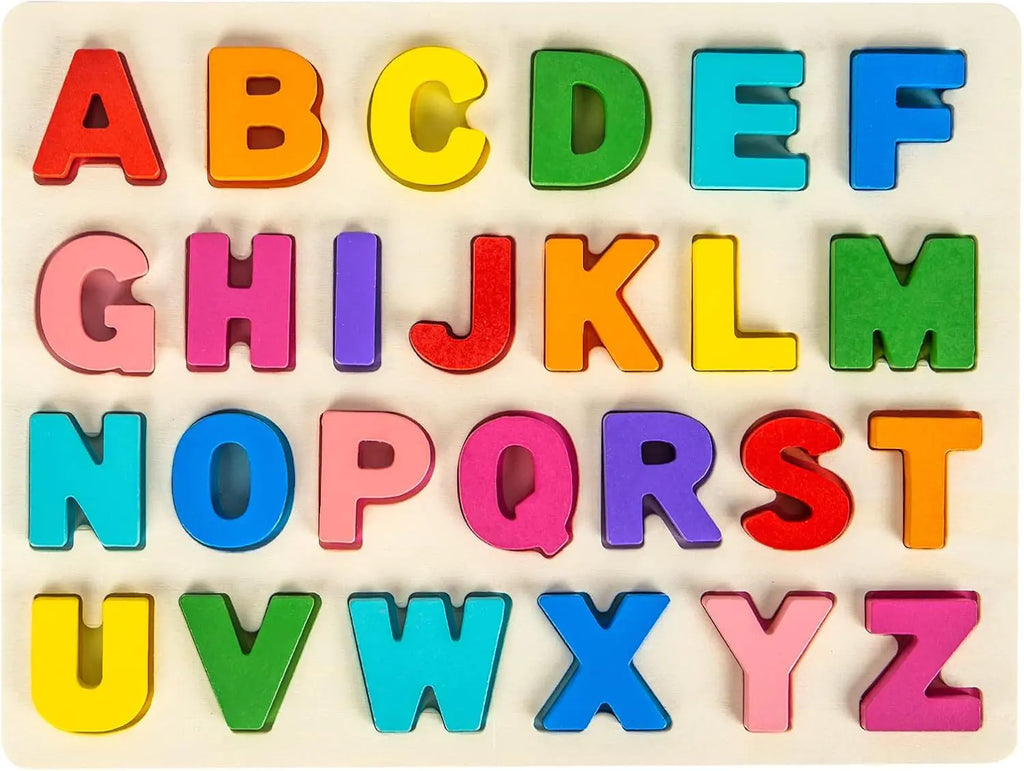 Alphabet Puzzle Wooden Puzzles for Toddlers Alphabet Learning Toys ABC Shape Puzzle Wood Montessori Preschool Early Education Learning Toys for Kids Toddlers Girls Boys Kindergarten