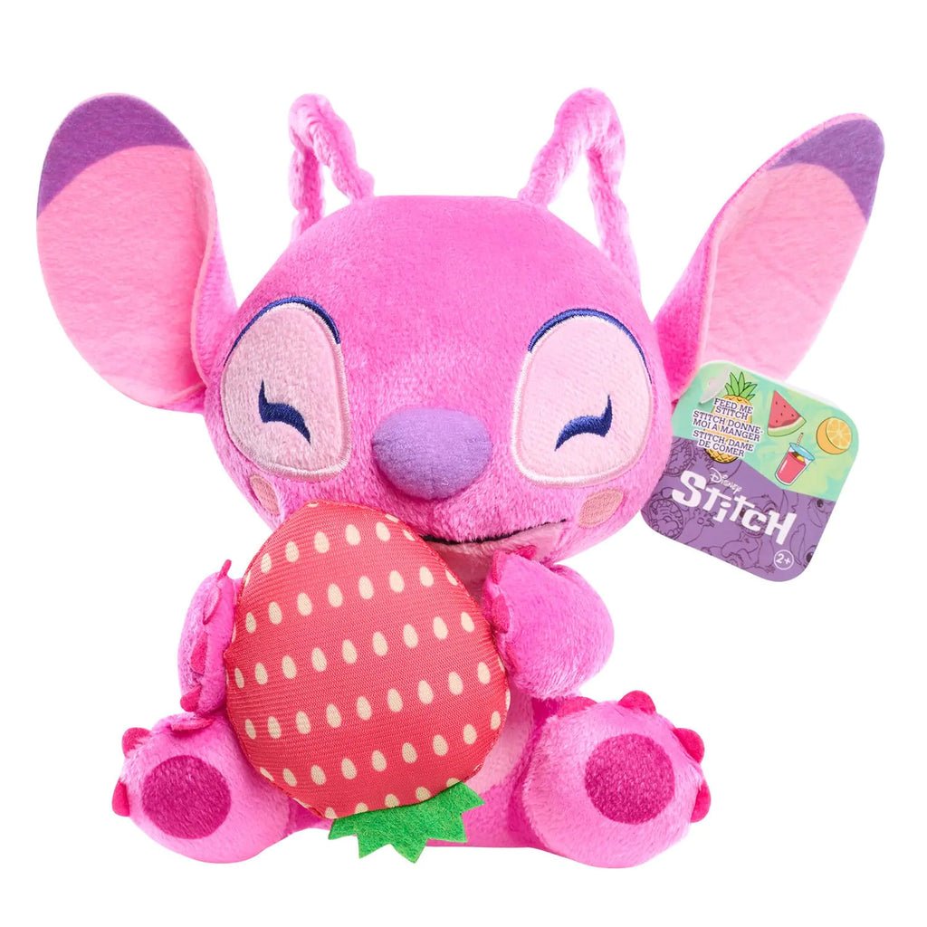 Disney Stitch Small 7-inch Plush Stuffed Animal Angel with Strawberry Kids Toys for Ages 2 Up by Just Play
