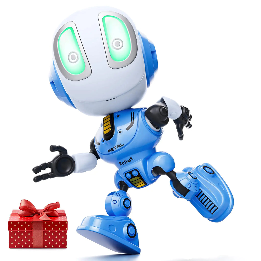 BROADREAM Stocking Stuffers Robot Kids Toys Mini Robot Talking Toys for Boys Girls Robot Gifts Help Kids Talking for Halloween Christmas LED Lights and Interactive Voice Changer (Sky-Blue)