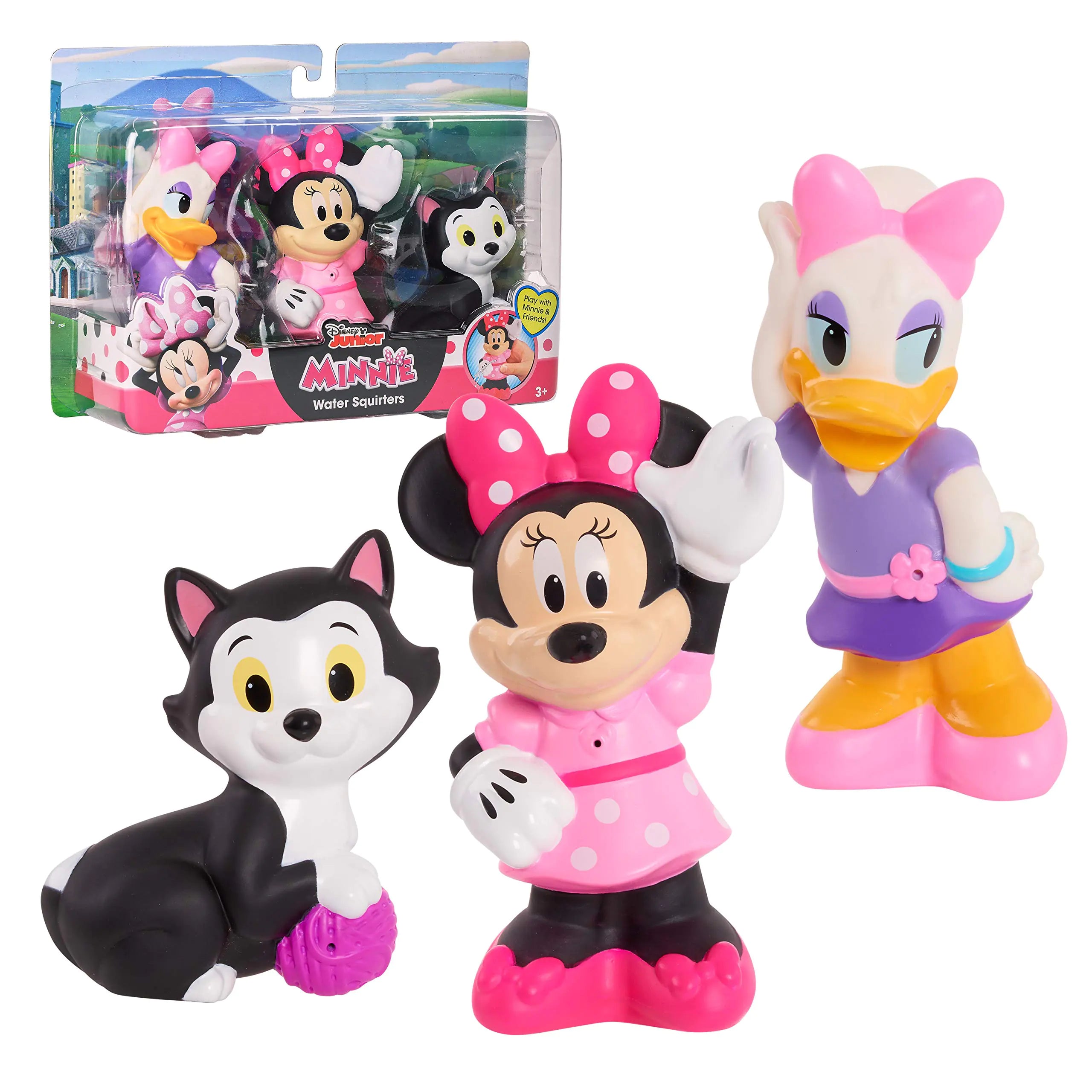Disney Junior Minnie Mouse 3-Pack Bath Toys Figures Include Minnie Mouse Daisy Duck and Figaro Kids Toys for Ages 3 Up by Just Play